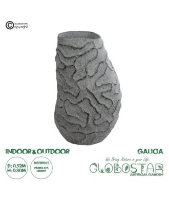 GloboStar® Artificial Garden GALICIA 20763 Επιδαπέδιο Πολυεστερικό Τσιμεντένιο Κασπώ Γλάστρα - Flower Pot Γκρι Φ52 x Υ80cm